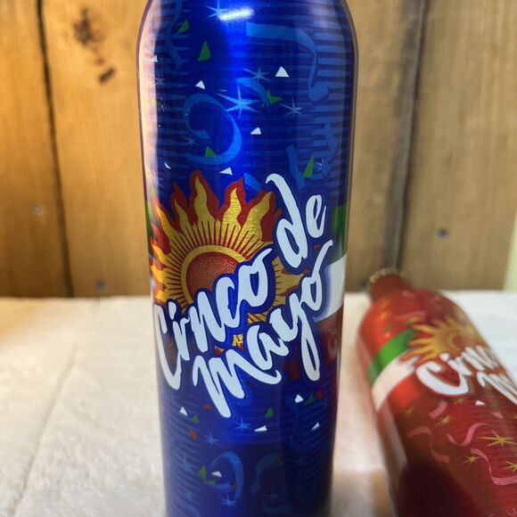 Lot of 2 Cinco de Mayo Aluminum Bottles Bud Light Blue Budweiser Red - Picture 7 of 10